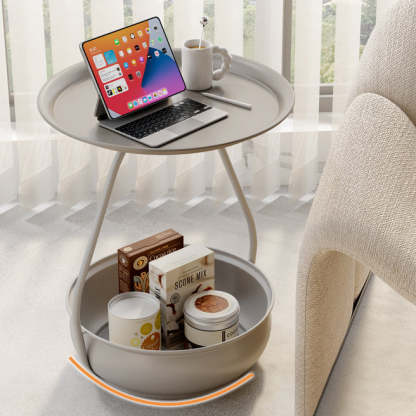Nordic Iron Steel Round 2-Tier Side Table