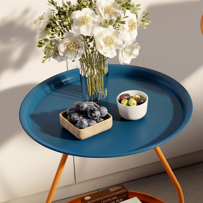 Nordic Iron Steel Round 2-Tier Side Table