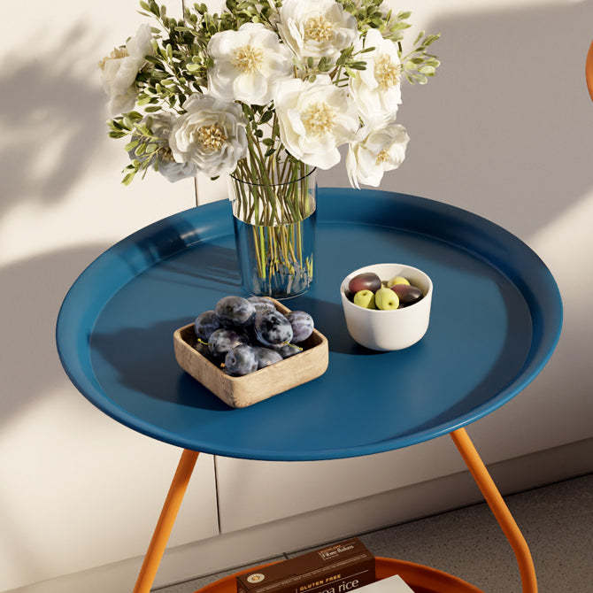 Nordic Iron Steel Round 2-Tier Side Table