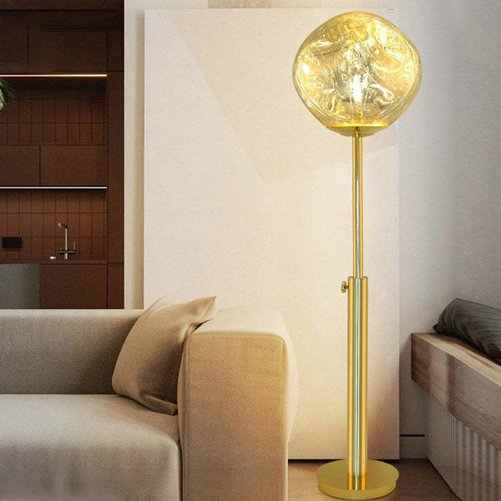 Nordic Lava Adjustable Acrylic Floor Lamp — Push Button Switch / Gold / 110V-120V For US/CA
