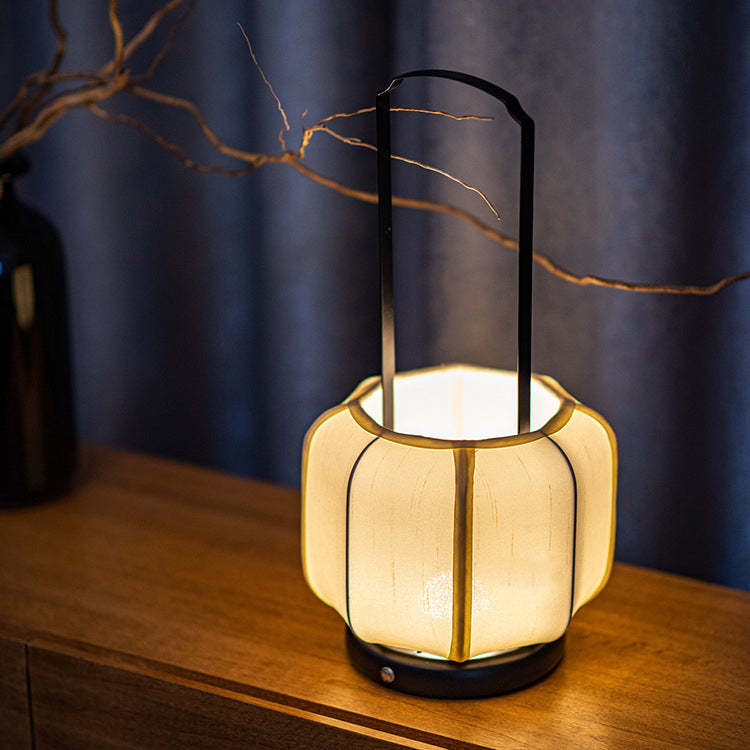 Chinese Iron Silk Fabric Lantern LED Lamp — Beige / 5V / Warm Light(3000K)