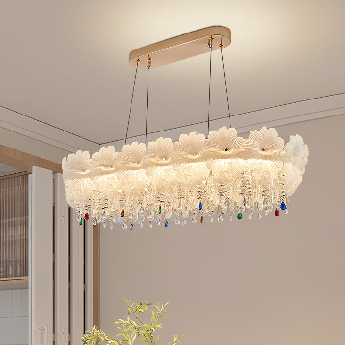 Contemporary Luxe Iron Crystal Glass Flower LED Chandelier — 220V-240V For UK/AU / Infinitely Dimmable