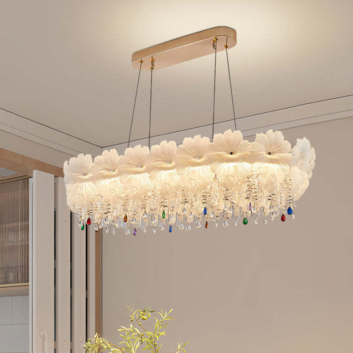 Contemporary Luxe Iron Crystal Glass Flower LED Chandelier — 220V-240V For UK/AU / Infinitely Dimmable