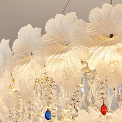 Contemporary Luxe Iron Crystal Glass Flower LED Chandelier