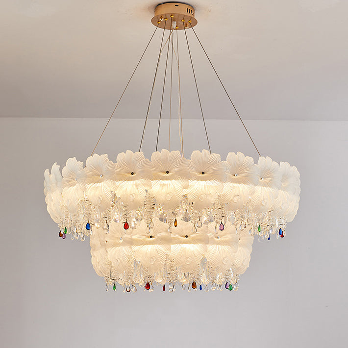 Contemporary Luxe Iron Crystal Glass Flower LED Chandelier — 220V-240V For UK/AU / Infinitely Dimmable