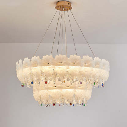 Contemporary Luxe Iron Crystal Glass Flower LED Chandelier — 220V-240V For UK/AU / Infinitely Dimmable