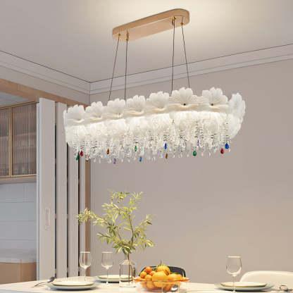 Contemporary Luxe Iron Crystal Glass Flower LED Chandelier