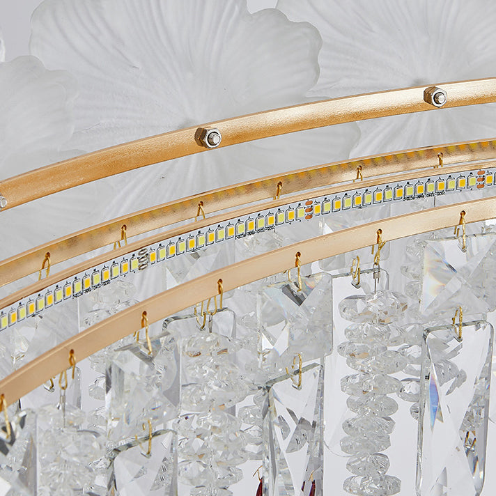 Contemporary Luxe Iron Crystal Glass Flower LED Chandelier — 220V-240V For UK/AU / Infinitely Dimmable