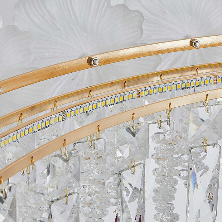 Contemporary Luxe Iron Crystal Glass Flower LED Chandelier — 220V-240V For UK/AU / Infinitely Dimmable