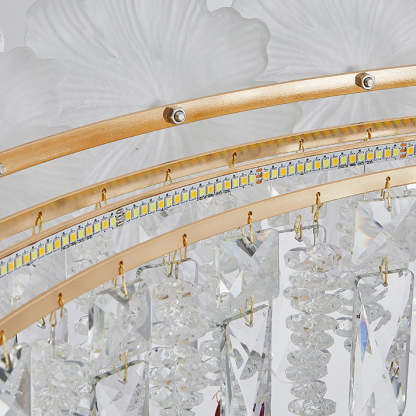Contemporary Luxe Iron Crystal Glass Flower LED Chandelier — 220V-240V For UK/AU / Infinitely Dimmable