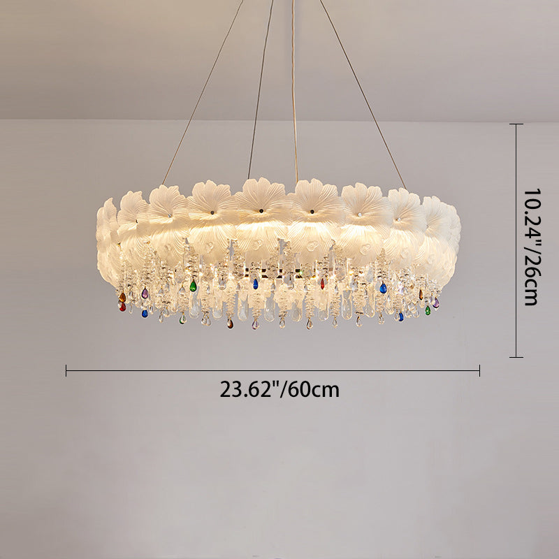 Contemporary Luxe Iron Crystal Glass Flower LED Chandelier — 220V-240V For UK/AU / Infinitely Dimmable