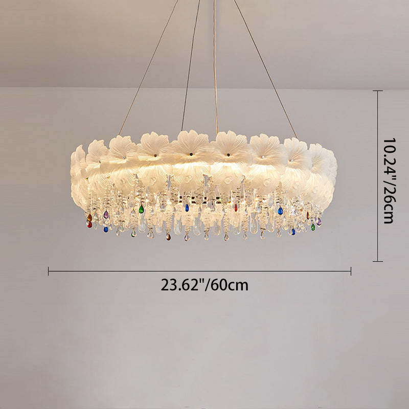 Contemporary Luxe Iron Crystal Glass Flower LED Chandelier — 220V-240V For UK/AU / Infinitely Dimmable