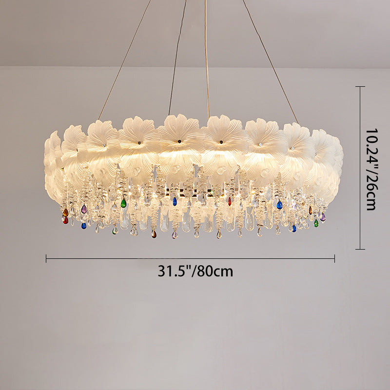 Contemporary Luxe Iron Crystal Glass Flower LED Chandelier — 110V-120V For US/CA / Infinitely Dimmable
