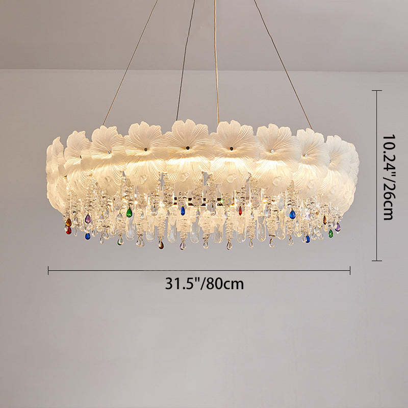 Contemporary Luxe Iron Crystal Glass Flower LED Chandelier — 110V-120V For US/CA / Infinitely Dimmable