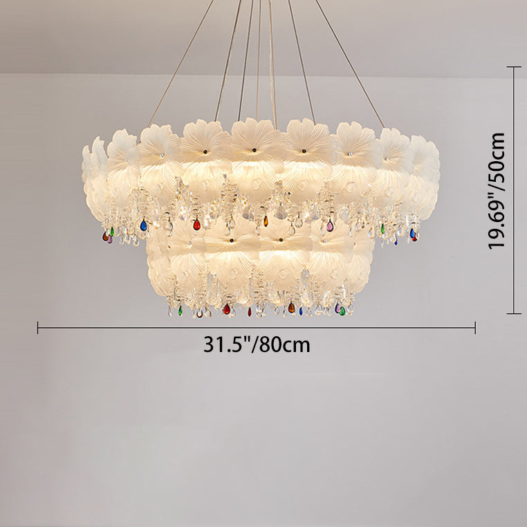 Contemporary Luxe Iron Crystal Glass Flower LED Chandelier — 220V-240V For UK/AU / Infinitely Dimmable