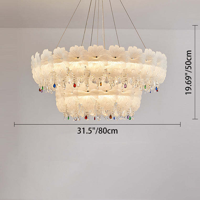 Contemporary Luxe Iron Crystal Glass Flower LED Chandelier — 220V-240V For UK/AU / Infinitely Dimmable