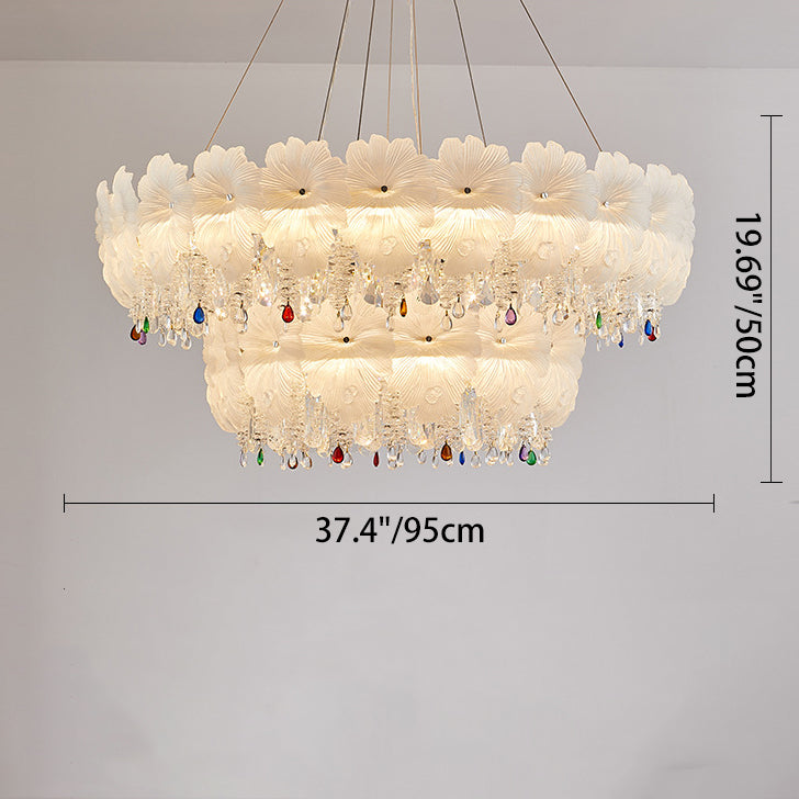 Contemporary Luxe Iron Crystal Glass Flower LED Chandelier — 110V-120V For US/CA / Infinitely Dimmable