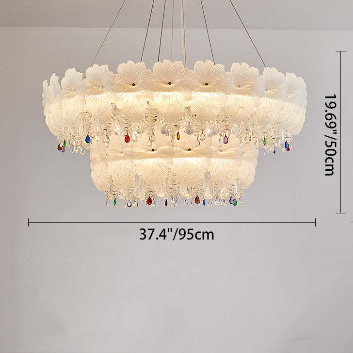 Contemporary Luxe Iron Crystal Glass Flower LED Chandelier — 110V-120V For US/CA / Infinitely Dimmable
