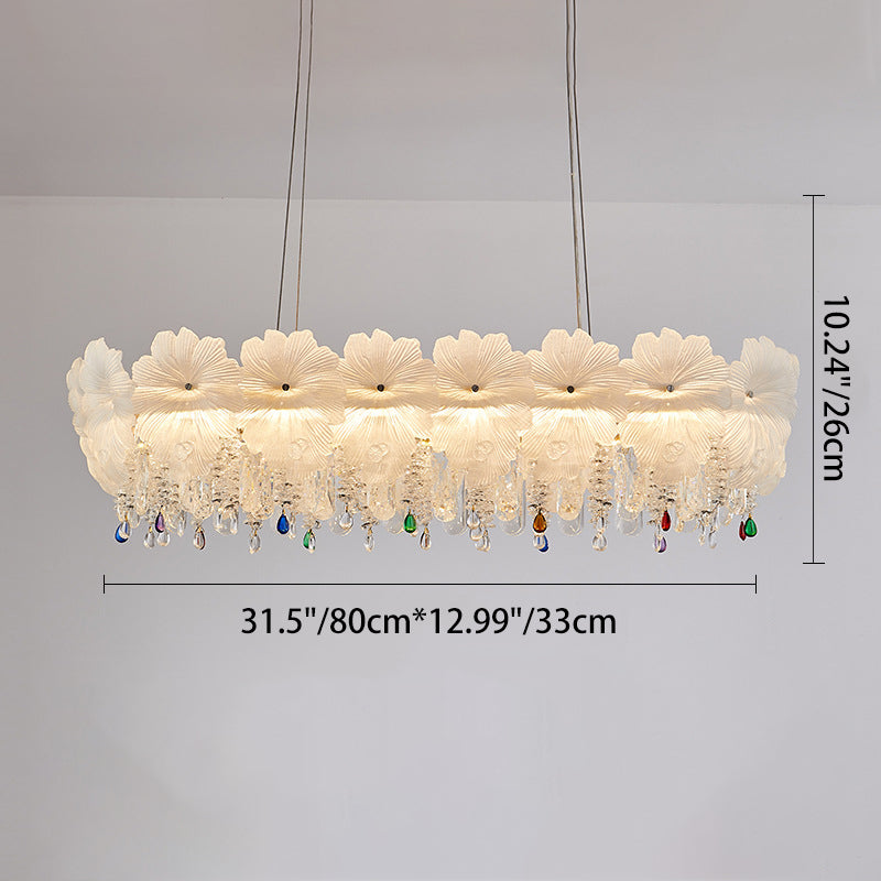 Contemporary Luxe Iron Crystal Glass Flower LED Chandelier — 220V-240V For UK/AU / Infinitely Dimmable