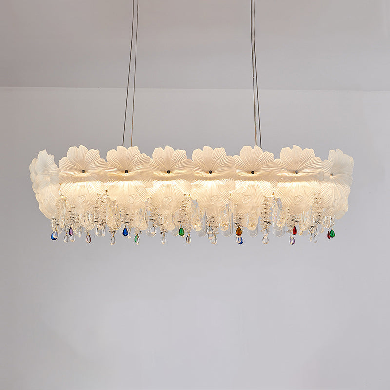 Contemporary Luxe Iron Crystal Glass Flower LED Chandelier
