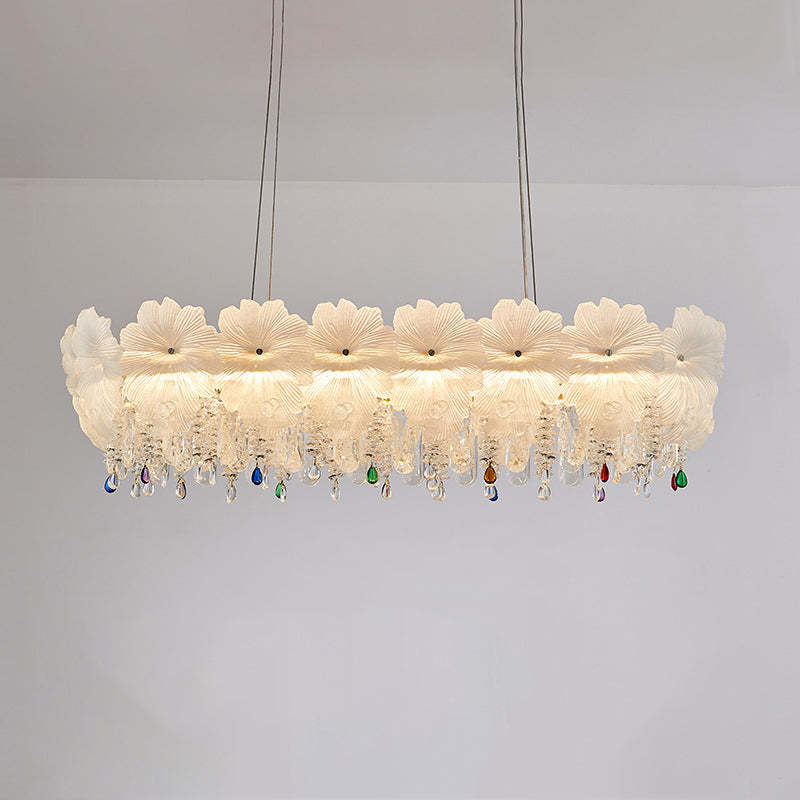 Contemporary Luxe Iron Crystal Glass Flower LED Chandelier