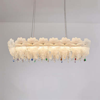Contemporary Luxe Iron Crystal Glass Flower LED Chandelier