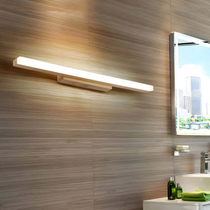 Modern Wooden LED Vanity Light Rectangular Wall-Mount Bathroom Lighting-Lighom