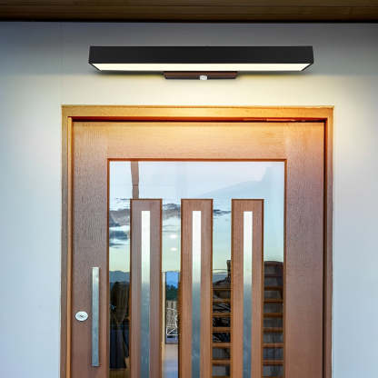 Outdoor Motion Sensor Black Rectangle Wall Light-Lighom
