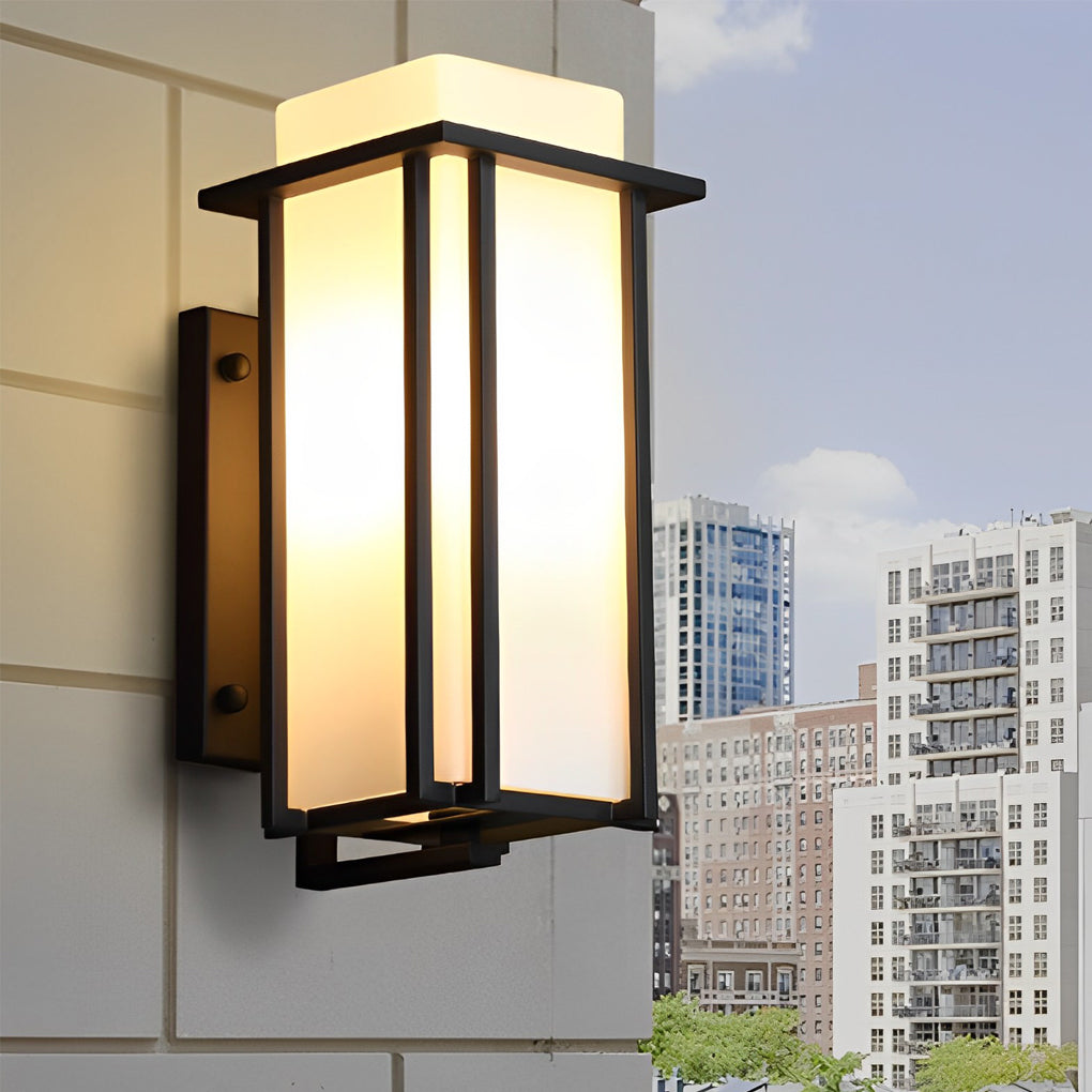 Square Waterproof LED Black Retro Outdoor Wall Lamp Exterior Lights-Lighom