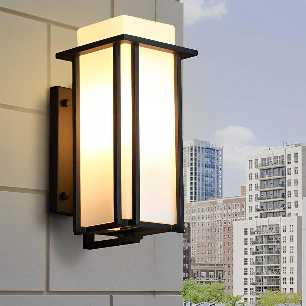 Square Waterproof LED Black Retro Outdoor Wall Lamp Exterior Lights-Lighom