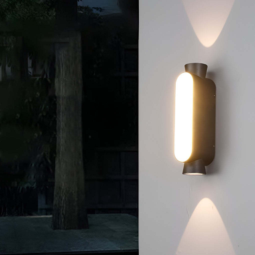 Waterproof LED Up and Down Lights Black Modern Outdoor Wall Sconce Lighting-Lighom