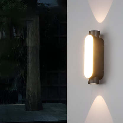 Waterproof LED Up and Down Lights Black Modern Outdoor Wall Sconce Lighting-Lighom