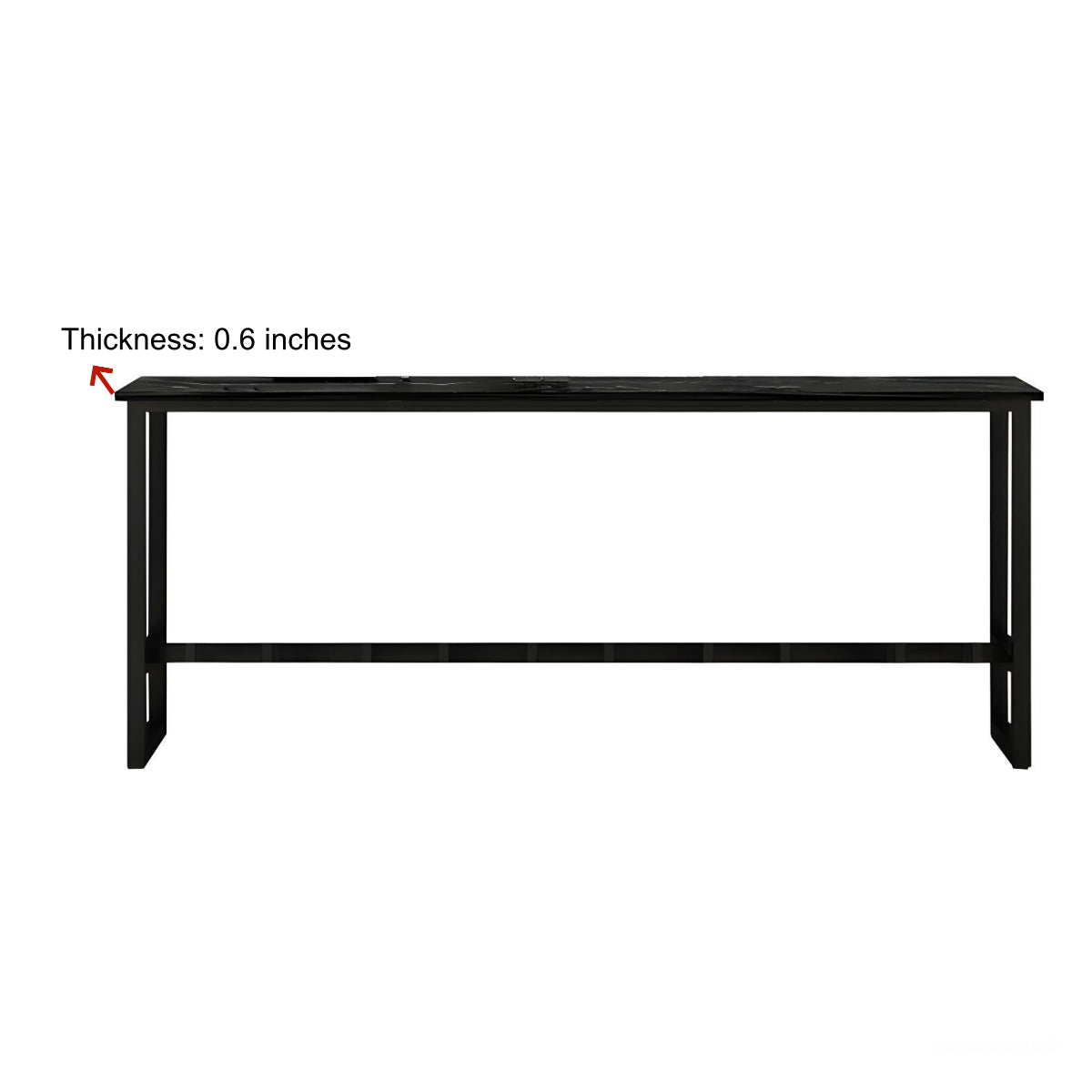 Rectangular Wood Bar Table with Footrest — White-Black / Without Chairs