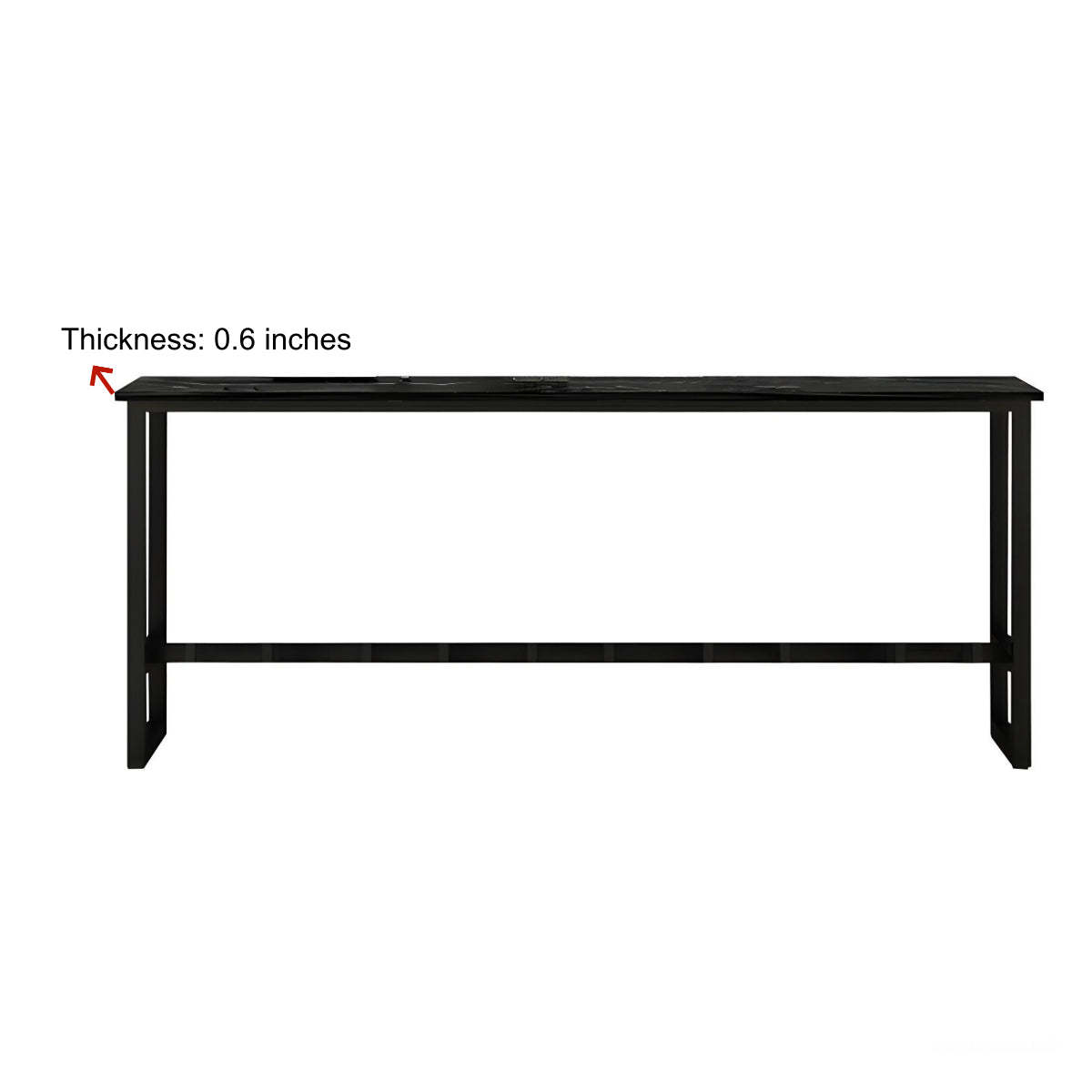 Modern rectangular footrest bar tables in wood — 47.2"L x 15.7"W x 41.3"H / White & Black
