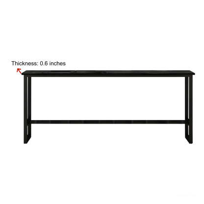 Rectangular Wood Bar Table with Footrest — White-Black / Without Chairs