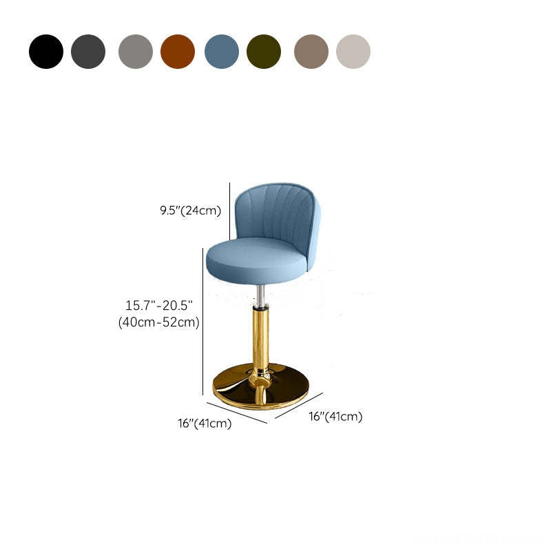 Black Round Leather Bar Stool with Metal Frame