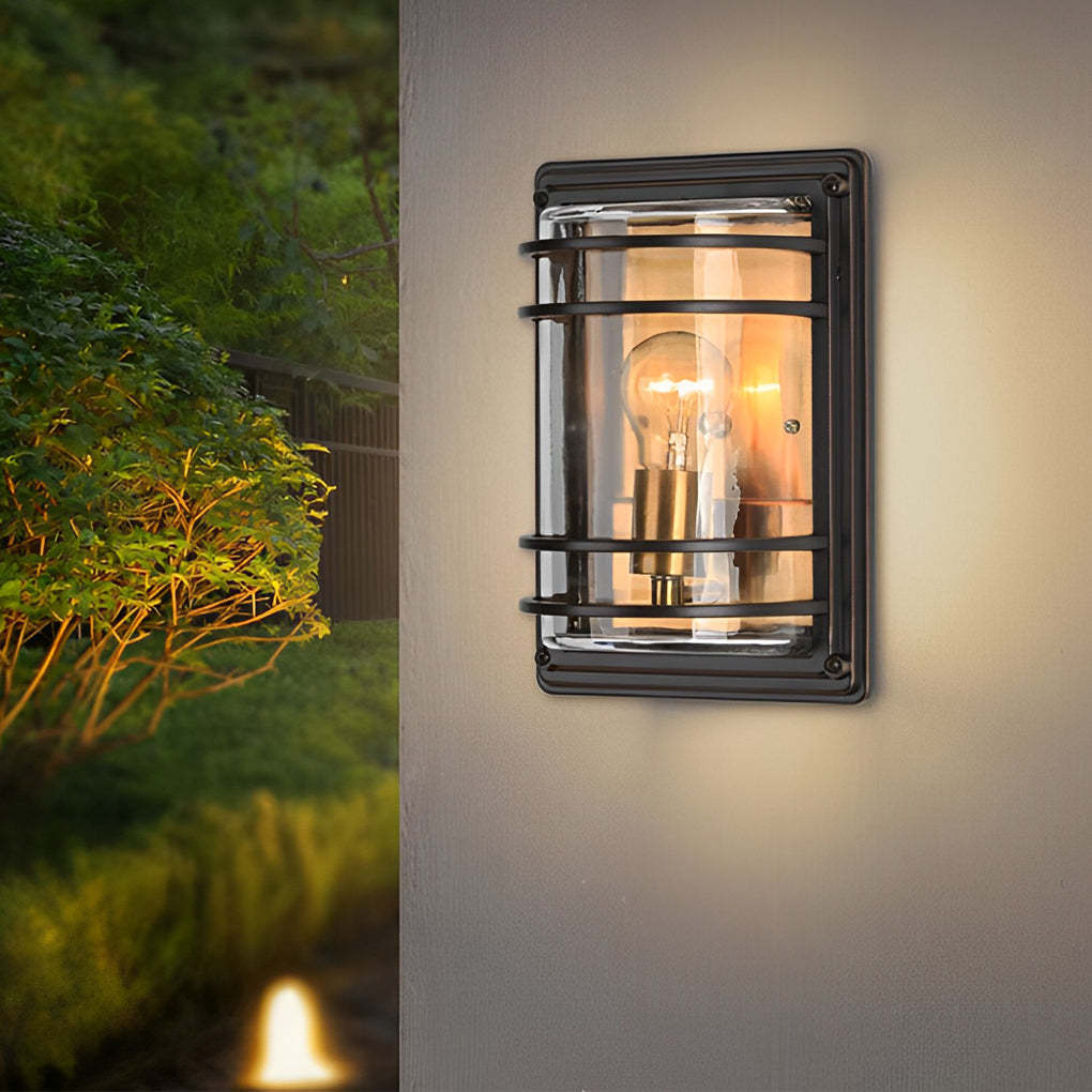 Vintage Aluminum Brown Glass Waterproof Modern Outdoor Wall Light-Lighom