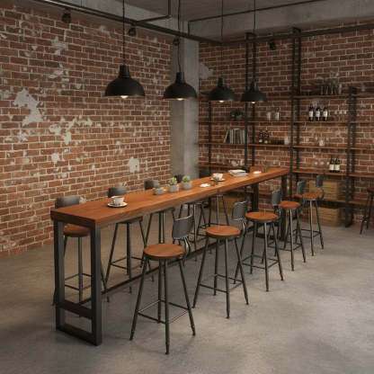 Brown Rectangular Wood Bar Table — Table Only