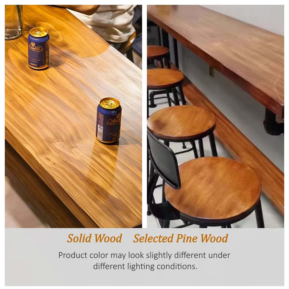 Industrial Pine Rectangular Bar Table — Table Only