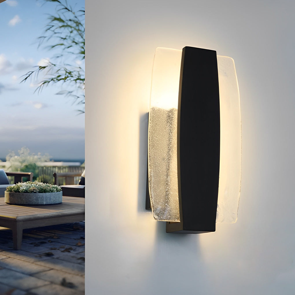 Handmade Bubble Glass Black Modern Outdoor LED Wall Light