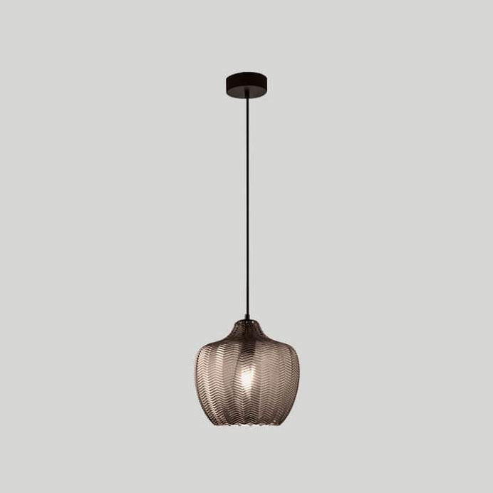 Nordic Textured Wavy Glass Barrel Pendant
