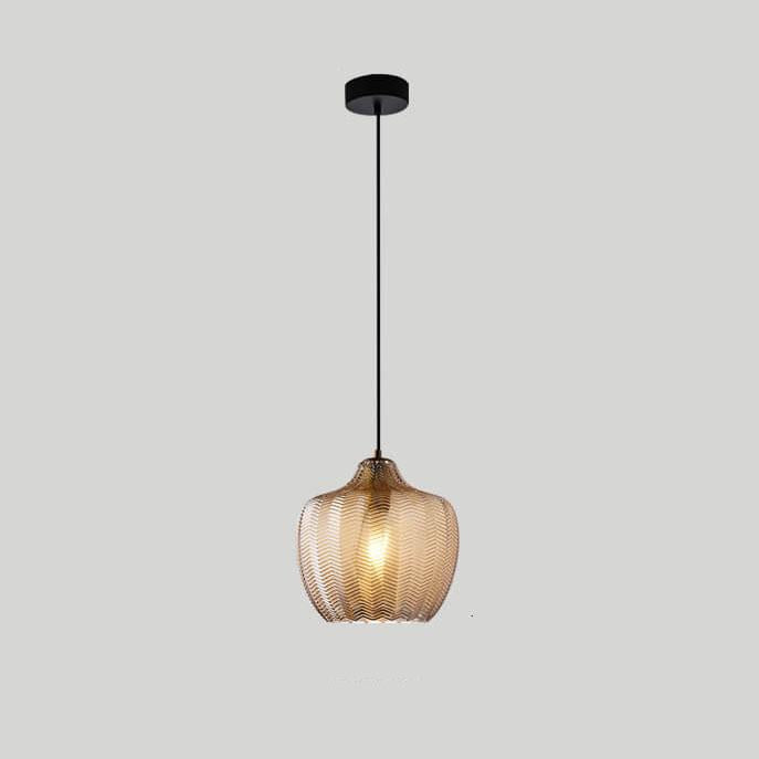 Nordic Textured Wavy Glass Barrel Pendant