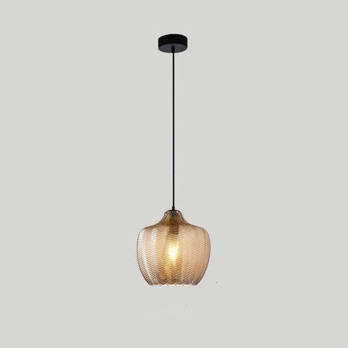 Nordic Textured Wavy Glass Barrel Pendant