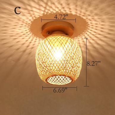 Minimalist Bamboo Weaving Flush Mount Light