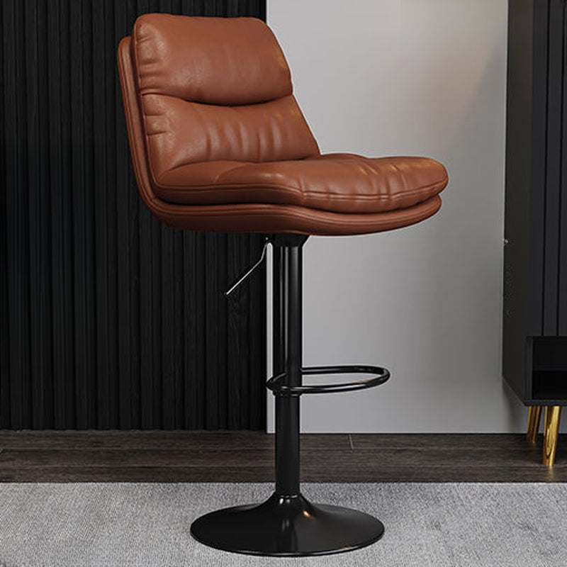 Saddle Leather Swivel Bar Stool with Back