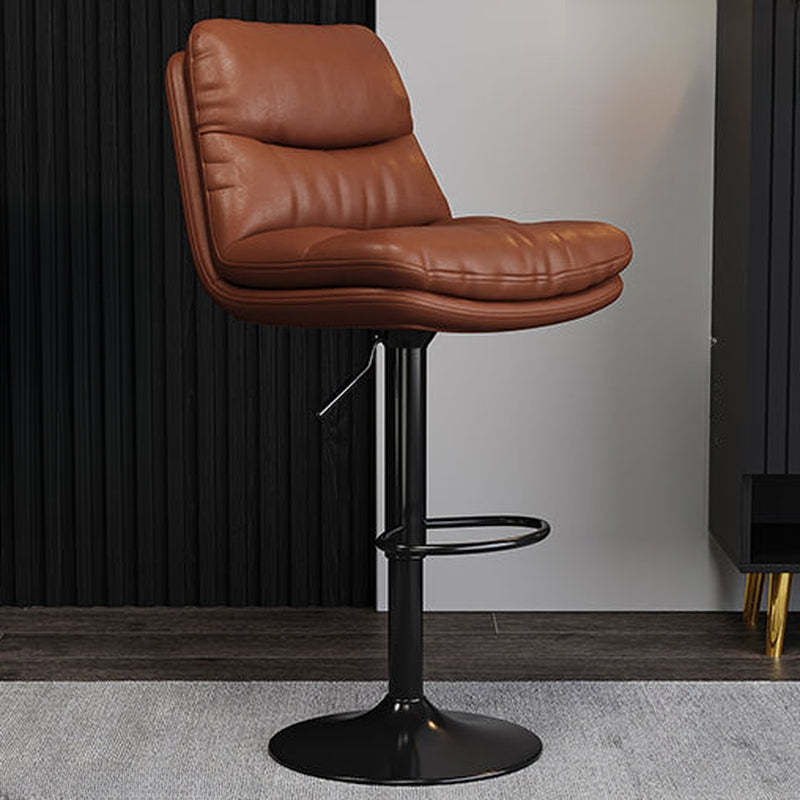 Saddle Leather Swivel Bar Stool with Back