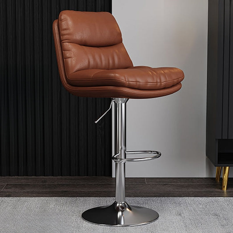 Modern back saddle bar & counter stools in leather metal
