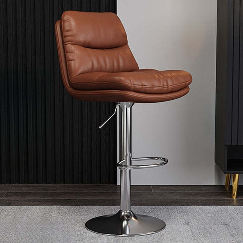 Modern back saddle bar & counter stools in leather metal