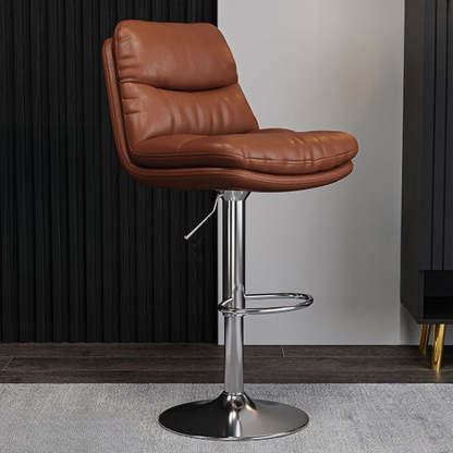 Modern back saddle bar & counter stools in leather metal