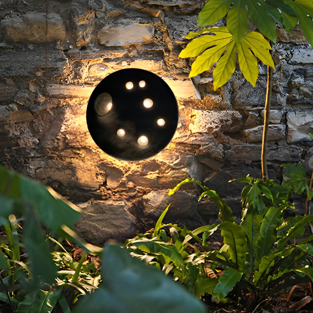 Round Cement Lunar Crater LED Outdoor Wall Lamp